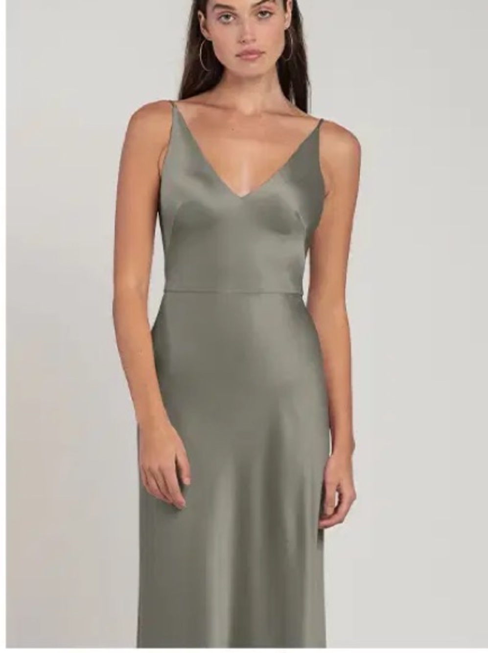 Jenny Yoo Olive/moss V-Neck Spaghetti Strap Maxi Dress